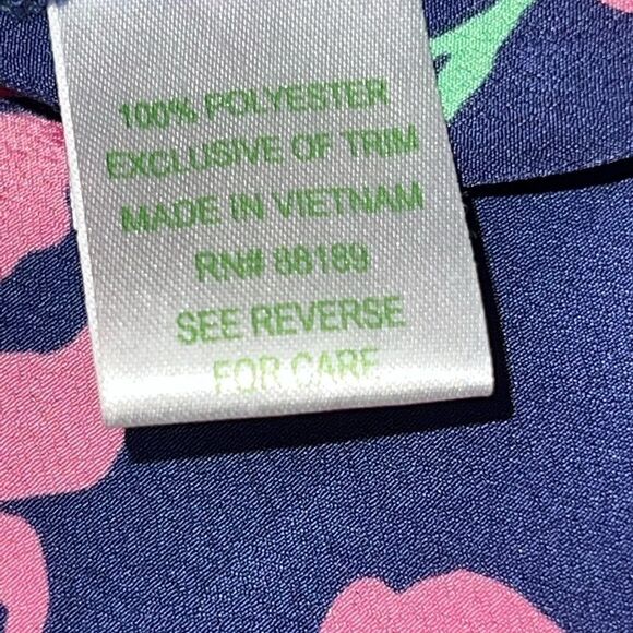 NWOT Lilly Pulitzer Allison Navy Pink Floral Ruffled Tank Top Sz XS Host Pick - Picture 6 of 6